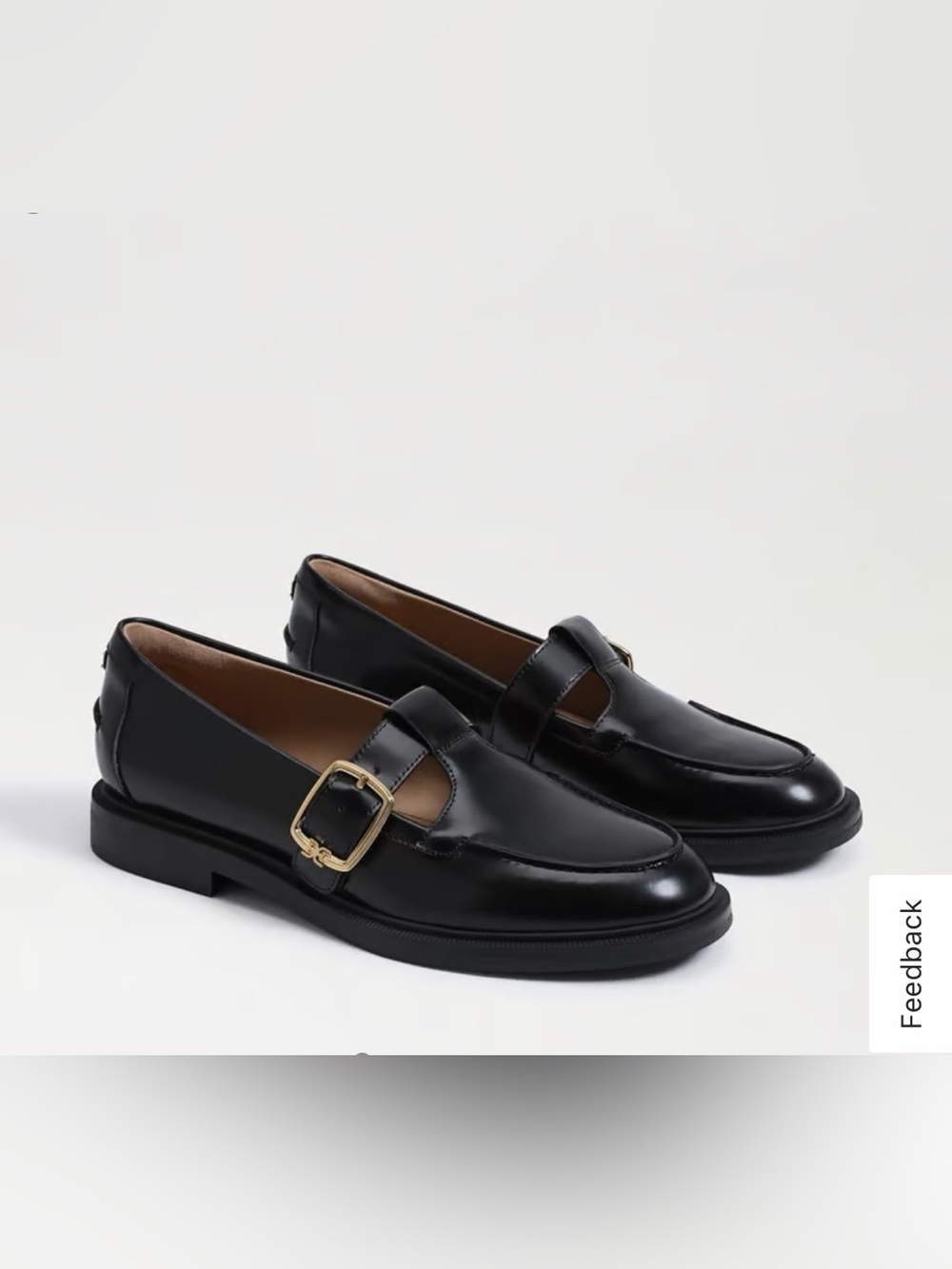 Sam Edelman Elaina T-Strap Buckle Loafers with Gold Accent